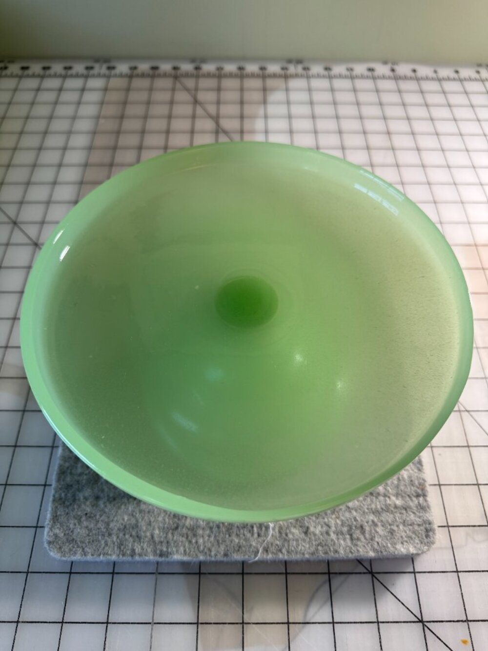Mosser Jadeite Glass Pedestal Cake Stand Plain & Simple Green Jadite - Picture 3 of 12